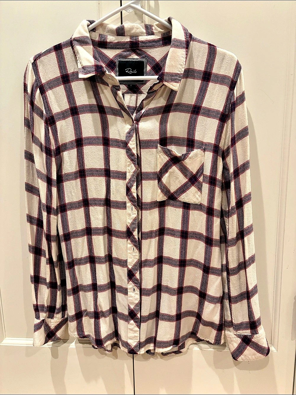 Like new Rails Hunter Plaid Button-Up Shirt Cream & Red Small